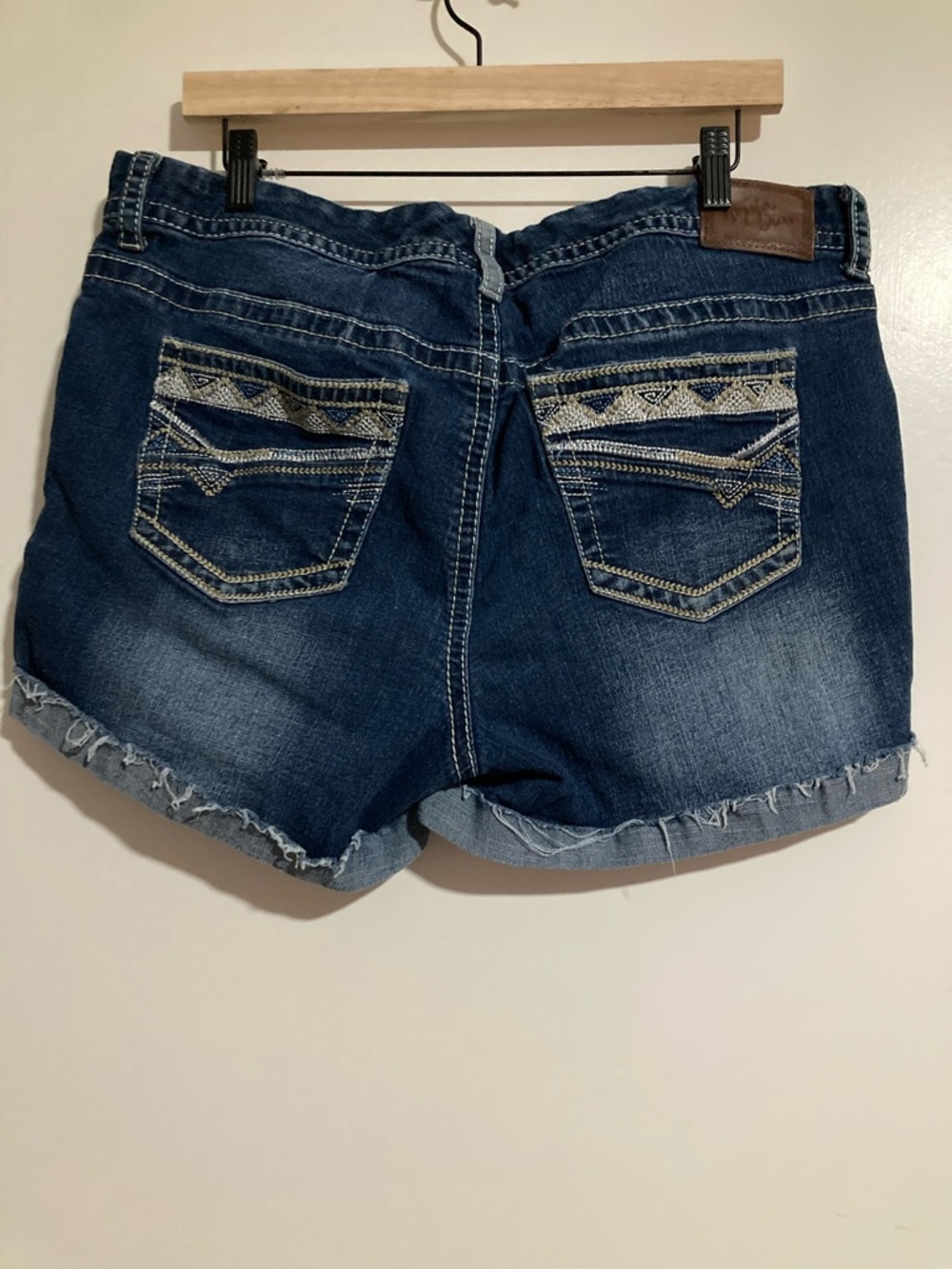 Angels Mid/Dark Blue Roll-Cuff Denim Shorts - Picture 5 of 7